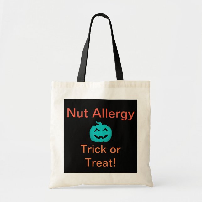 Allergy Awareness Trick or Treat BLACK Customise Tote Bag (Front)
