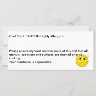 Allergy chef card