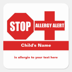 Allergy Medical Alert Custom Square Sticker