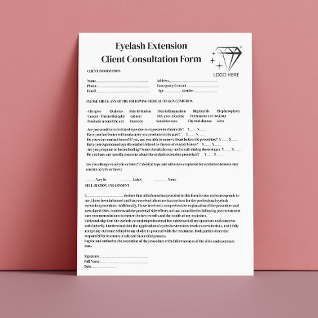 Allergy Patch Test Black Calligraphy Bold Eyelash Custom Letterhead (Allergy Patch Test Black Calligraphy Bold Eyelash Letterhead)