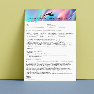 Allergy Patch Test Eyelash Extension Holograph Custom Letterhead