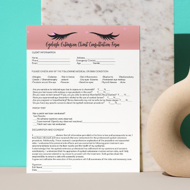 Allergy Patch Test Rose Gold Eyelash Consent Forms Custom Letterhead (Allergy Patch Test Rose Gold Eyelash Consent Forms Letterhead)