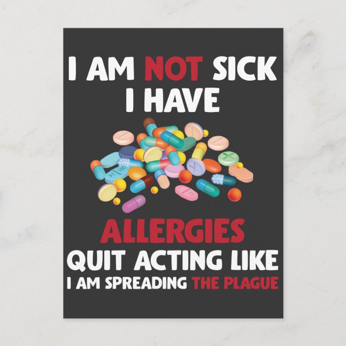Allergy Sufferer Joke Allergic Humour Allergies Postcard Zazzle.co.uk
