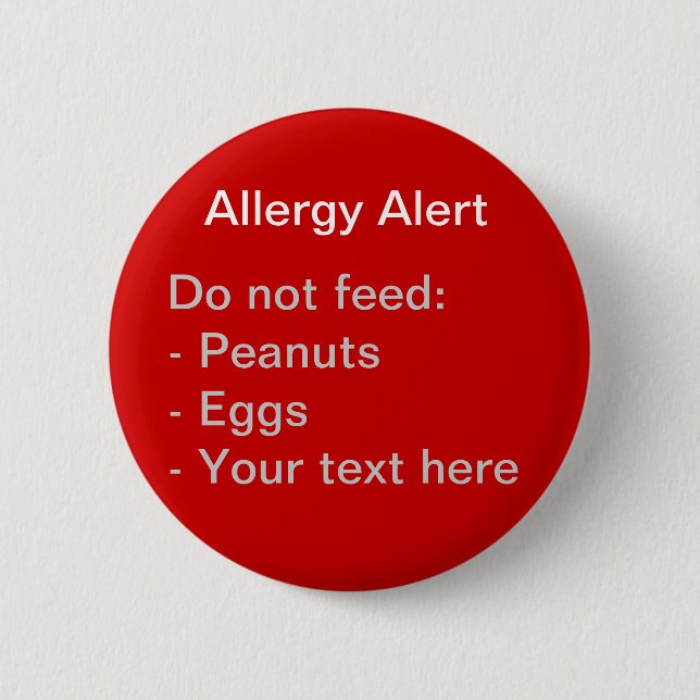 Allergy warning alert 6 cm round badge (Front)