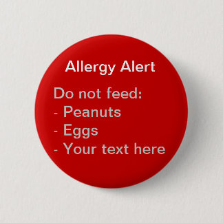 Allergy warning alert 6 cm round badge