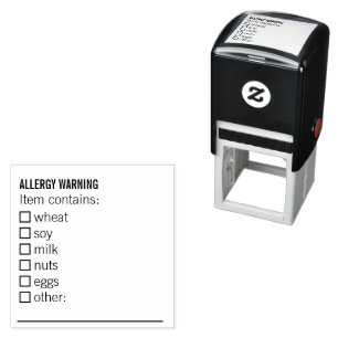 Allergy Warning Alert for Wheat Soy Milk Nuts Eggs Self-inking Stamp