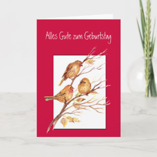 Alles Gute zum Geburtstag, Birthday ,Sparrow Birds Card