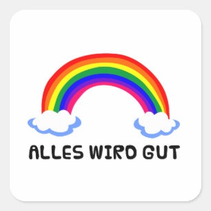 alles wird gut rainbow hope coronavirus corona vir square sticker