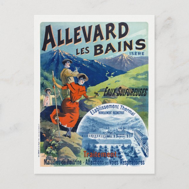 Allevard les Bains France Vintage Poster 1894 Postcard (Front)