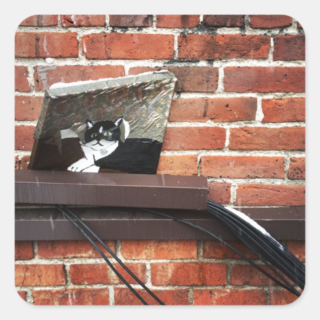 alley cat art square sticker (Front)
