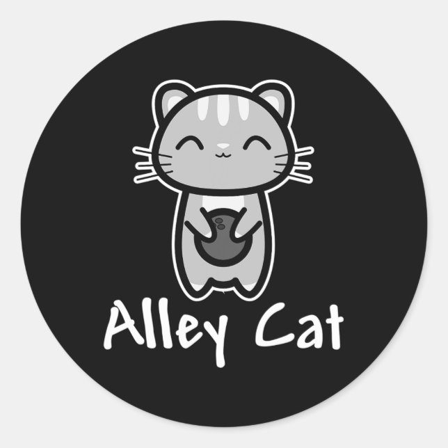 Alley Cat Bowling Cute Kitty Lover Bowler  Classic Round Sticker (Front)