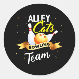 Alley Cat Bowling Funny Bowler Bowling Classic Round Sticker