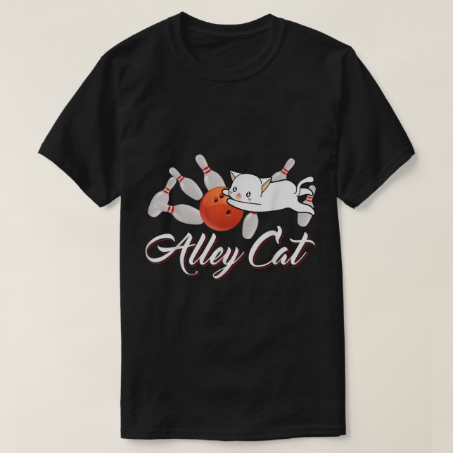 Alley Cat Bowling Shirt Funny Bowler Bowling  (Design Front)