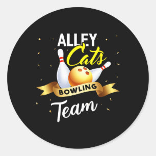 Alley Cat Bowling Shirt Funny Bowler Bowling Classic Round Sticker