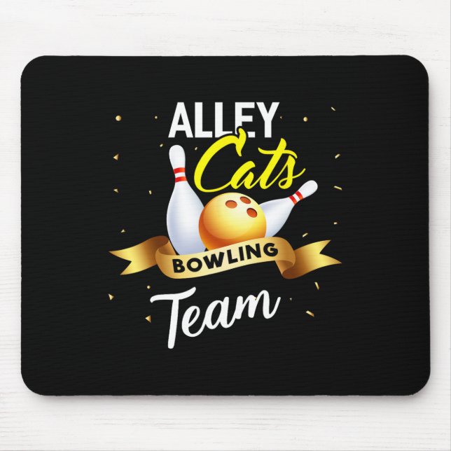 Alley Cat Bowling Shirt Funny Bowler Bowling  Mouse Mat (Front)