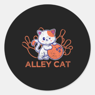 Alley Cat Bowling Team Humour Funny Bowler Cats Vi Classic Round Sticker