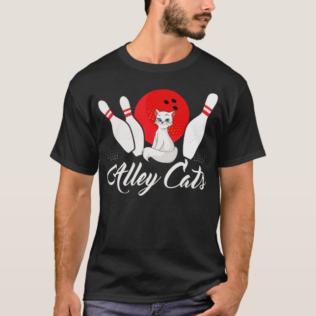 Alley Cat Funny Bowler Bowling (2) T-Shirt (Front)