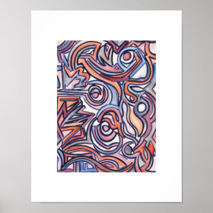 Alley Cat-Hand Painted Abstract Art Poster