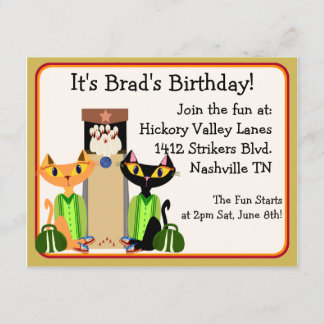Alley Cats Bowling Party Invitation