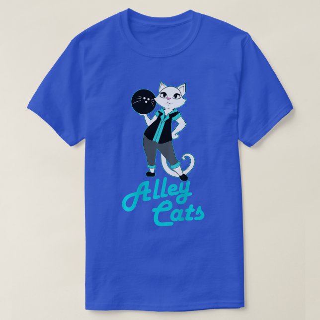 Alley Cats Bowling Team Ladies Backside Print  T-Shirt (Design Front)