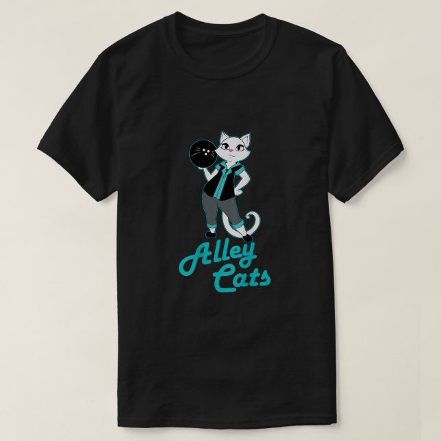 Alley Cats Bowling Team Ladies Backside Print  T-Shirt (Design Front)