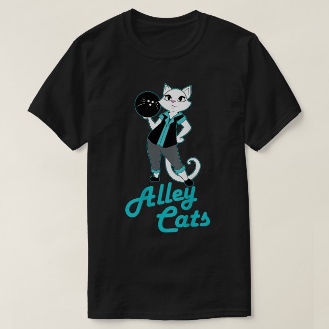 Alley Cats Bowling Team Ladies Backside Print T-Shirt (Design Front)