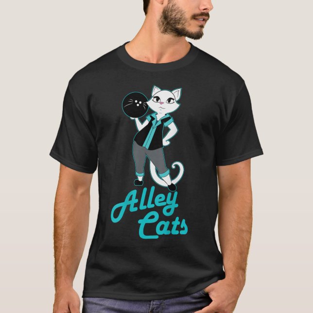 Alley Cats Bowling Team Ladies Backside Print T-Shirt (Front)