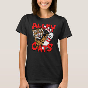 Alley Cats Bowling Team Tiger Clawing Pin Backside T-Shirt