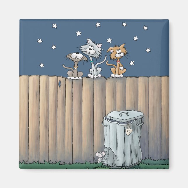 Alley Cats on a fence Magnet (Front)