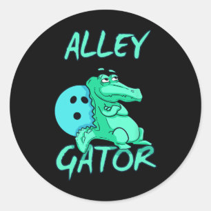 Alley Gator Funny Bowling T Shirt  Classic Round Sticker