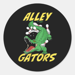 Alley Gators Bowling Team Byckside Print Alligator Classic Round Sticker