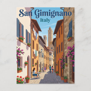 Alley in San Gimignano Italy Postcard