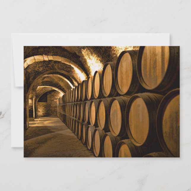 Alley of Barrels at the Winery Invitation (Front)