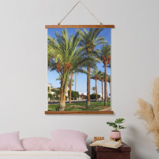Alley of date palms in the city of Sharm El Sheikh Hanging Tapestry