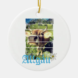 Allgäu Alps Vintage Cow Bavaria Germany Souvenir Ceramic Tree Decoration