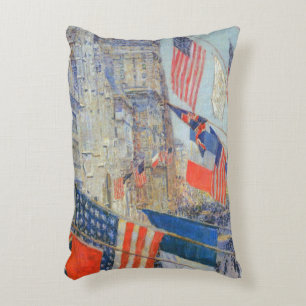 Allies Day, May 1917 by Childe Hassam, Vintage Art Decorative Cushion