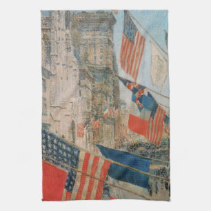 Allies Day, May 1917 by Childe Hassam, Vintage Art Tea Towel