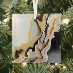 Alligare Golden Abstract Acrylic Fluid Art Glass Tree Decoration