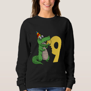 Alligator 9th Birthday 9 Years Old Crocodile Allig Sweatshirt