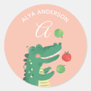 Alligator • Alphabet Monogram Cute School Daycare Classic Round Sticker