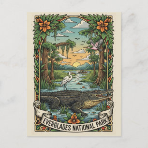 Alligator and Airboat Everglades National Park Postcard