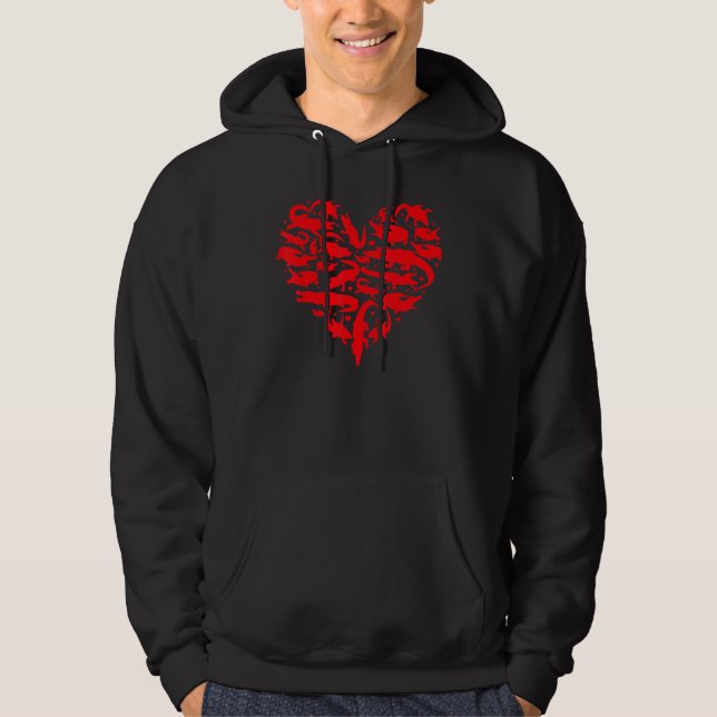 Alligator Animal Lover Funny Heart Alligator Valen Hoodie (Front)