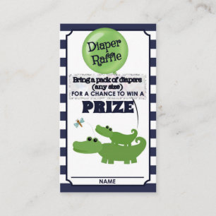 Alligator Baby Shower DIAPER RAFFLE TICKETS Blue Enclosure Card