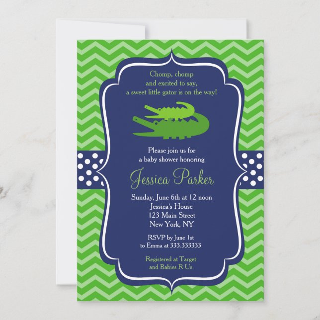 Alligator Baby Shower Invitations (Front)