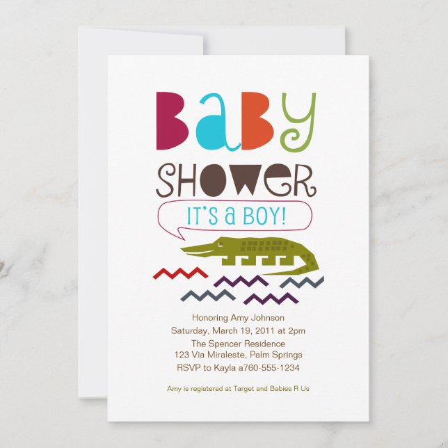 Alligator Baby Shower Invitations (Front)