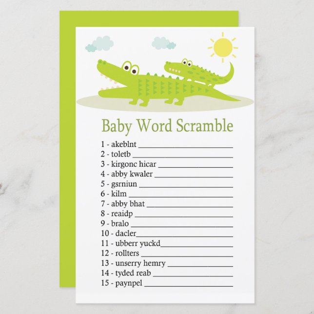 Alligator Baby word scramble game (Front/Back)
