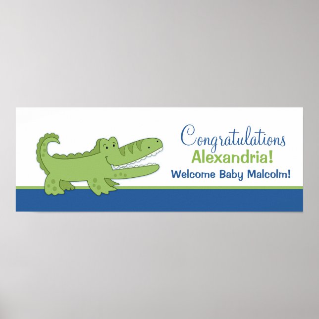 Alligator Banner Poster Print - Blue/Green (Front)