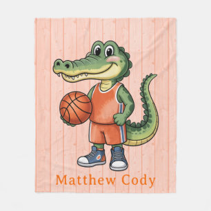 Alligator Basketball Birthday Party For Boys Gift Fleece Blanket