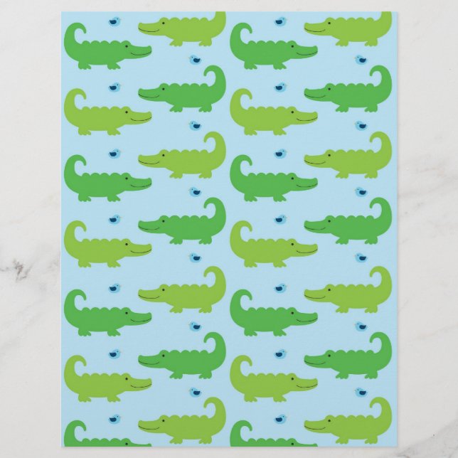 Alligator Bird Baby Scrapbook Paper (Front)