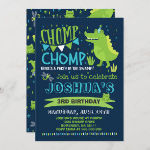 Alligator Birthday Invitation Crocodile Party